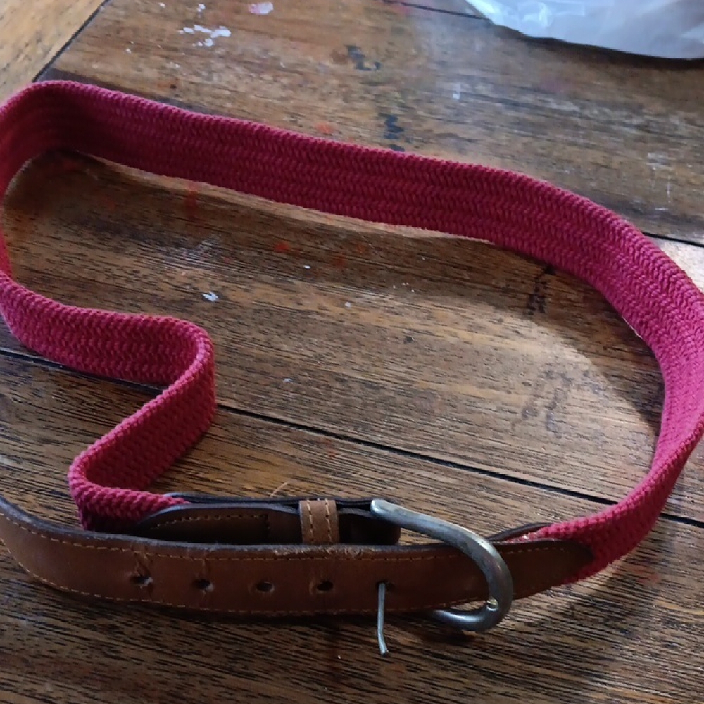 Red and Brown Belt with Silver Buckle